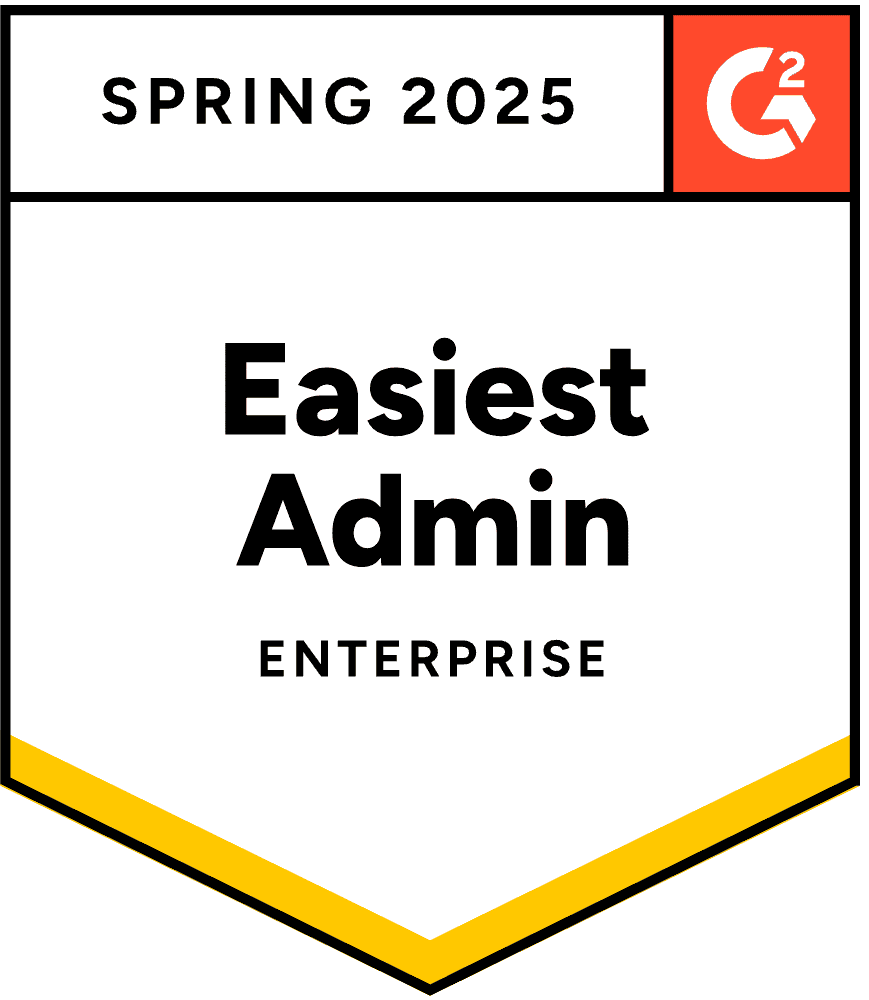 Spring 2025 G2 badge for Easiest Admin Enterprise